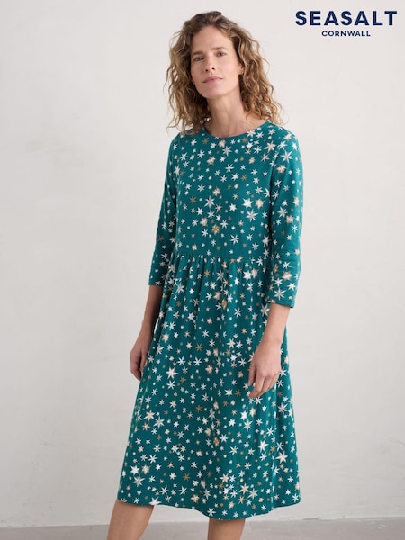 Seasalt Cornwall Blue Sea Strewn 100% Organic Cotton Midi Dress (AW3000) | €42