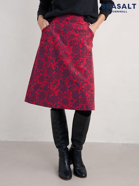 Seasalt Cornwall Red Forest View 100% Organic Cotton Skirt (AW3004) | €47