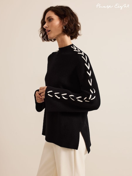 Phase Eight Black Leia Stitch Jumper (AW3015) | ₪448