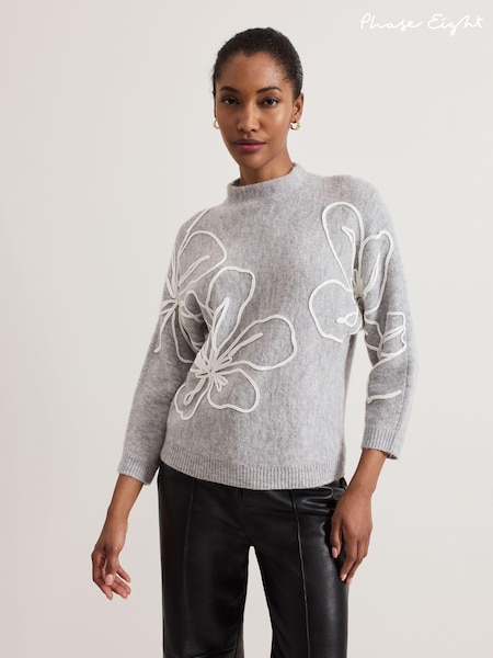 Phase Eight Grey Amber Applique Knit Jumper (AW3029) | €61