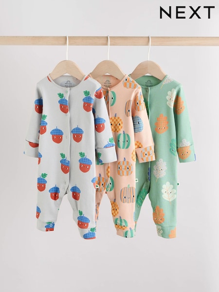Grün - Baby Footless Sleepsuits 3 Pack (0mths-3yrs) (AW3058) | 28 € - 31 €