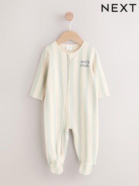 Sage Green Milk Club Baby Fleece Lined Sleepsuit (AW3070) | € 16 - € 18