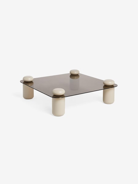 MADE.COM Ecru Marl and Brown Glass Easton Square Coffee Table (AW3098) | €693