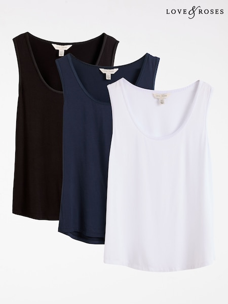 Black White and Navy X3 - Maiou Love & Roses cu decolteu rotund din jerseu (AW3139) | 246 LEI