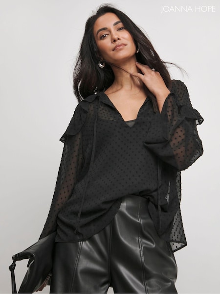 Joanna Hope Dobby Chiffon Black Blouse (AW3169) | 77 €