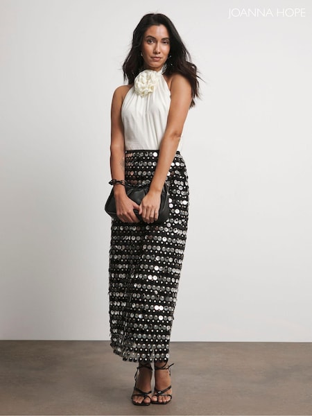 Joanna Hope Sequin Column Black Skirt (AW3175) | 391 LEI