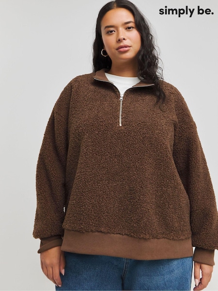 Simply Be Teddy Zip Collar Sweat (AW3197) | 146 LEI