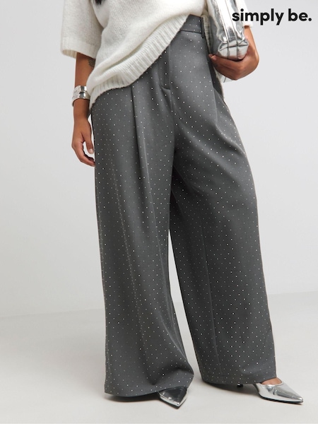 Simply Be Hotfix Wide Leg Tailored Trousers (AW3205) | 198 LEI