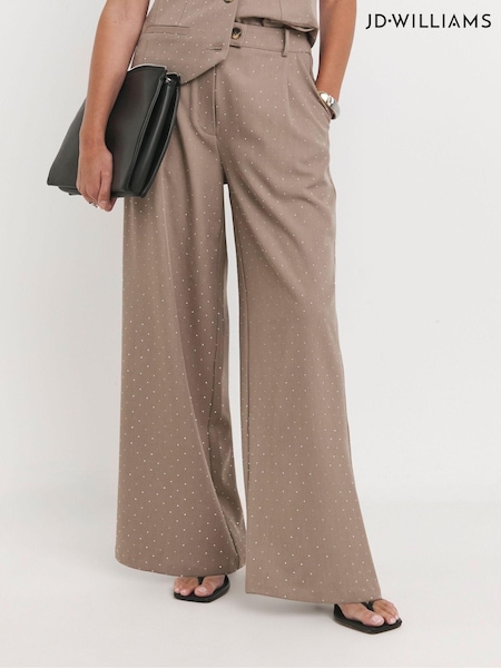 JD Williams Brown Embellished Wide Leg Trousers (AW3219) | €32