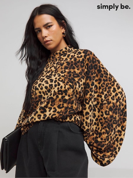 Simply Be Leopard Print Collared Blouse (AW3229) | €39