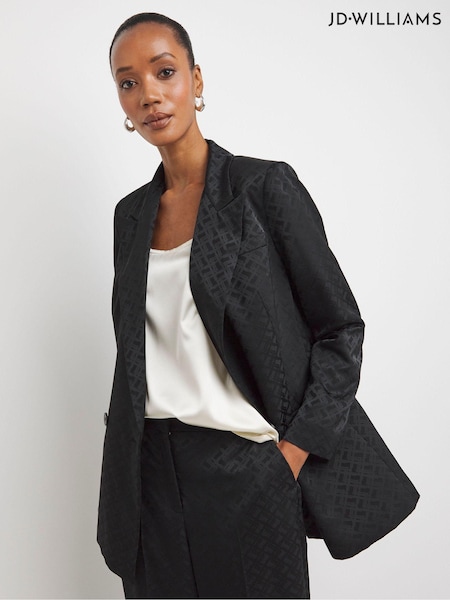 JD Williams Black Satin Jacquard Double Breasted Blazer (AW3232) | €47.50