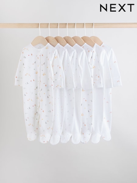 White 7 Pack Baby Popper Sleepsuits 4 Pack (0-2yrs) (AW3256) | R$ 295 - R$ 315