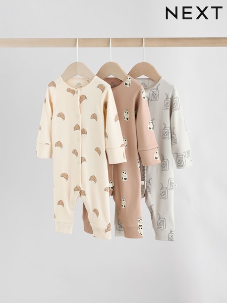 Neutral Baby Breakfast Footless Sleepsuits 3 Pack (0mths-3yrs) (AW3261) | AED102 - AED112