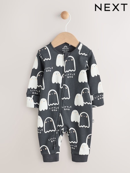 Black Baby Halloween Ghost Two Way Zip Sleepsuit (0mths-2yrs) (AW3266) | R$ 90 - R$ 100