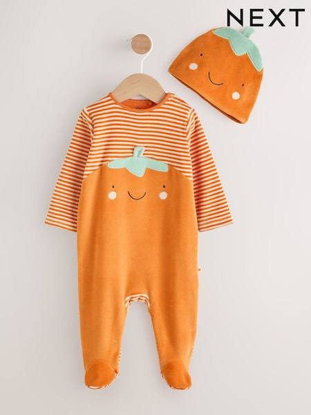 橙色 - Halloween Velour Pumpkin Dress Up Baby Sleepsuit (0mths-2yrs) (AW3271) | HK$122 - HK$140