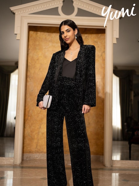 Yumi Velvet Sparkle Wide Leg Trousers (AW3288) | €102