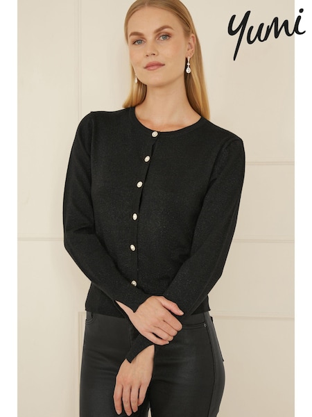 Yumi Metallic Knit Cardigan With Pearl Button Details (AW3304) | € 66