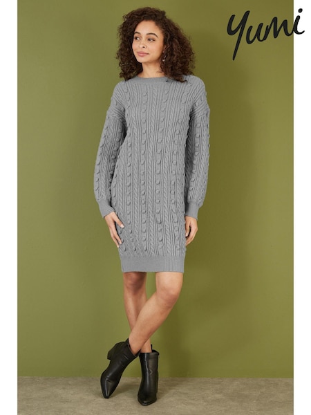 Yumi Grey Cable Knit Tunic Dress (AW3310) | €80
