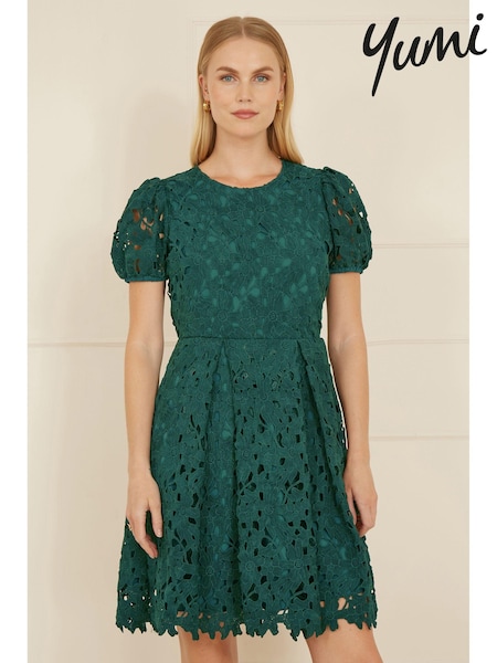 Yumi Lace Skater Dress With Puff Sleeves (AW3325) | €93