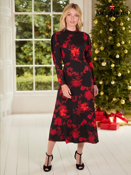 Joe Browns 100% Cotton High Neck Long Sleeve Floral Jersey Dress (AW3351) | 47 €