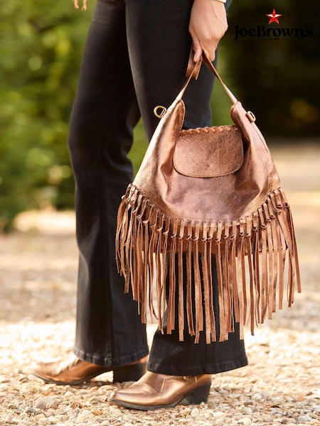 Joe Browns Brown Boho Tassel Trim Premium Suede Shoulder Bag (AW3363) | $147