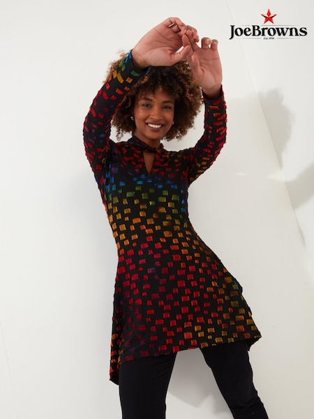 Joe Browns Black Asymmetric Hem Twisted Collar Textured Tunic with Keyhole Neck (AW3378) | €43