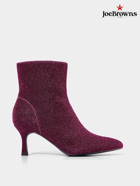 Joe Browns Pink Sparkling Knitted Low-Mid Heel Ankle Boots (AW3386) | 173 QAR