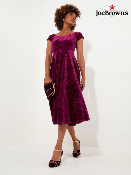 Joe Browns Red Sweetheart Neck Velour Knee Length Dress (AW3406) | €38
