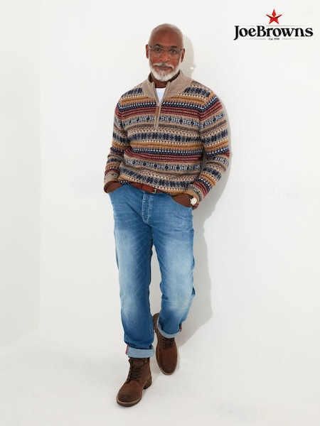 Joe Browns Fair Isle Patterned Funnel Neck Quarter Zip Sweater (AW3409) | 250 LEI