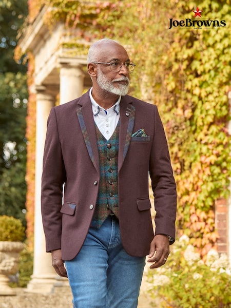 Joe Browns Red Regular Fit Tartan Trim Suit Jacket Blazer (AW3477) | AED364