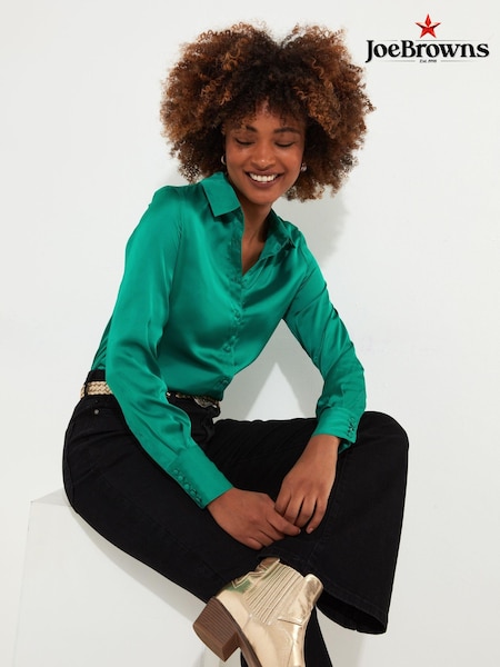 Joe Browns Green Simple Satin Long Sleeve Blouse (AW3507) | AED160