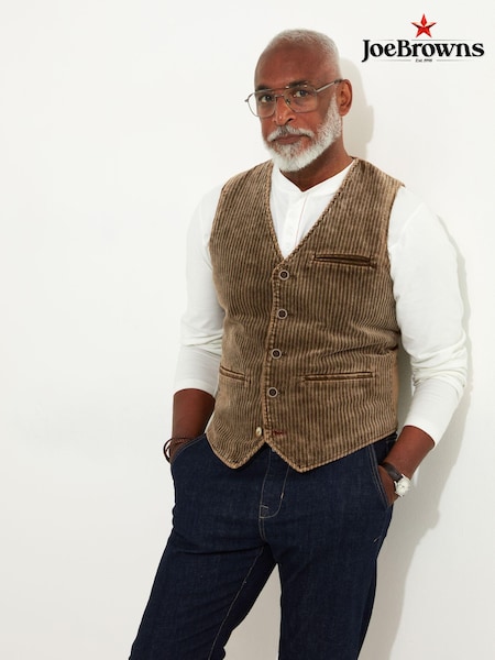 Joe Browns Brown Washed Chunky Cord Waistcoat (AW3523) | €40