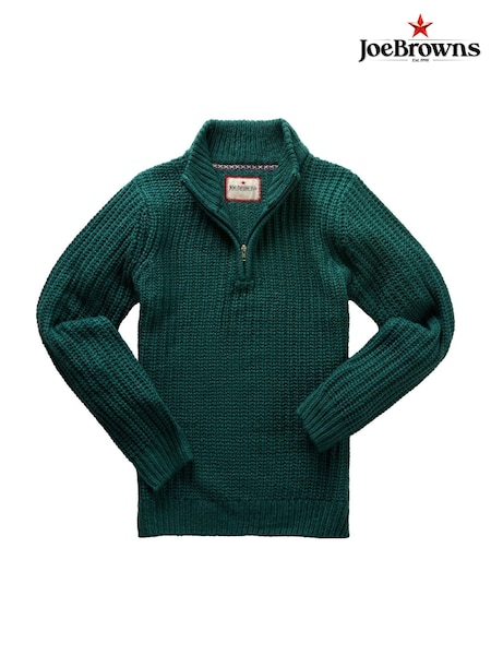 Joe Browns Green Chunky Knit Quarter Zip Funnel Neck Jumper (AW3531) | R$ 435