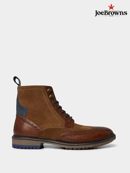 Joe Browns Mixed Suede And Leather Tan Brogue Ankle Boots (AW3534) | kr1 900