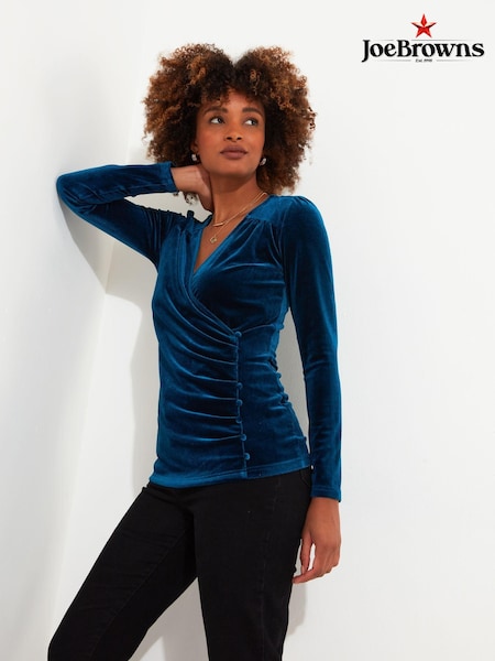 Verde - Joe Browns Velour Mock Wrap Mânecă lungă Top (AW3555) | 208 LEI