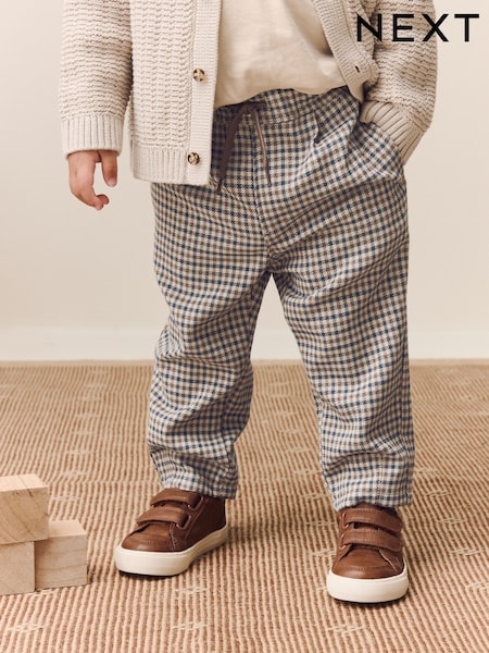 Neutral/Blue Check - Pull On Smart Trousers (3mths-7yrs) (AW3582) | 20 € - 23 €