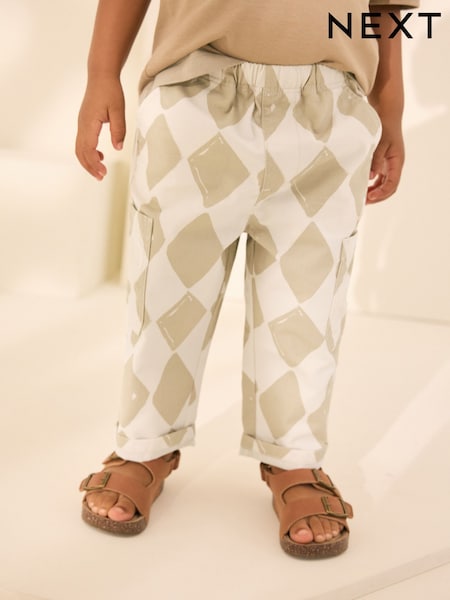 Neutral Harlequin Side Pocket 100% Cotton Pull On Trousers (3mths-7yrs) (AW3588) | €13 - €16