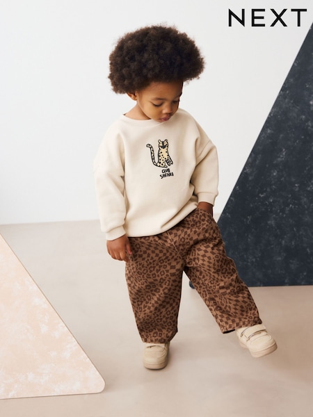 Tan Leopard Print - Pull On Wide Trousers (3mths-7yrs) (AW3590) | 16 € - 18 €
