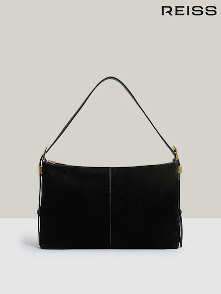 Reiss Black Vada Suede And Leather Shoulder Bag (AW3621) | €271