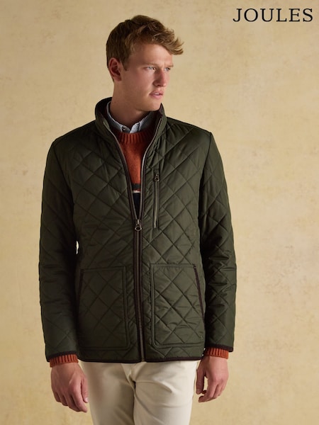 Joules Maynard Green Diamond Quilted Jacket (AW3694) | R$ 980