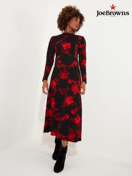 Joe Browns High Neck Long Sleeve Floral Print Jersey 100% Cotton Dress (AW3712) | €40