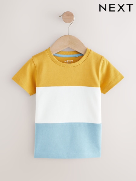 أزرق/أصفر - Short Sleeve Colourblock T-Shirt (3mths-7yrs) (AW3799) | ‏25 د.إ.‏ - ‏ 36‏ د.إ.