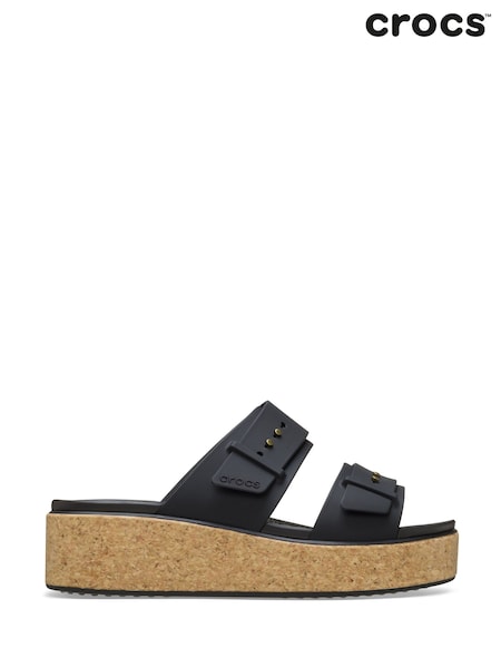 Crocs Black Brooklyn Cork Buckle Wedge Sandals (AW3904) | €86