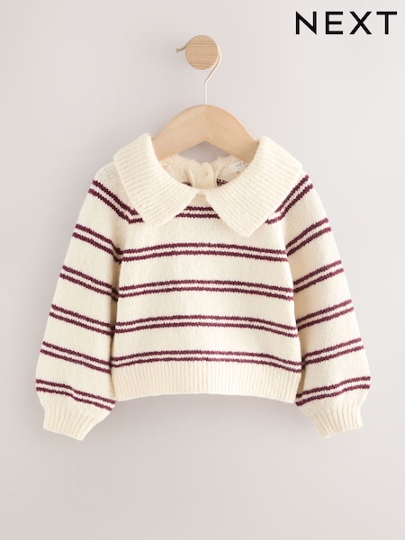 Ecru - Stripe Collar Jumper (3mths-7yrs) (AW3912) | 21 € - 24 €