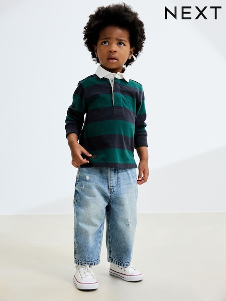 Light Blue Distressed Denim Wide Leg Jeans (3mths-7yrs) (AW3946) | €18.50 - €21.50