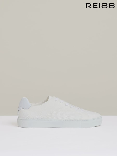 Reiss White Finley Knit Knitted Low Top Trainers (AW3952) | ₪1,006