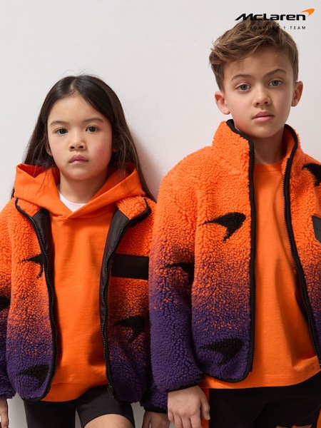Reiss Papaya Orange/Purple Drift 3-9 yrs Unisex Fit McLaren F1 Team Ombré Fleece Jacket (AW3956) | €103
