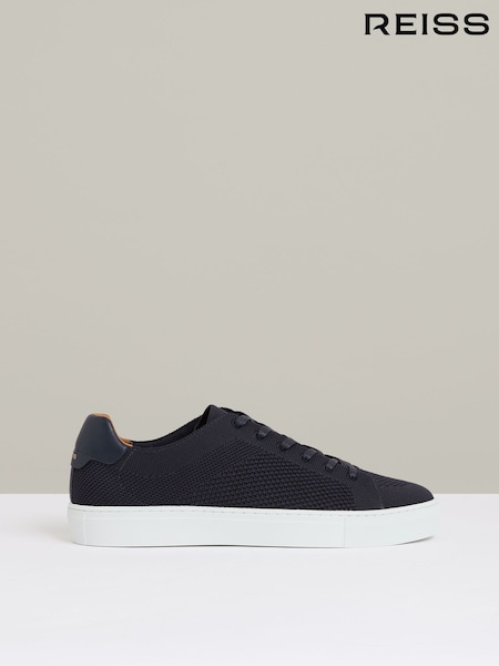 Reiss Navy Finley Knit Knitted Low Top Trainers (AW3960) | €200