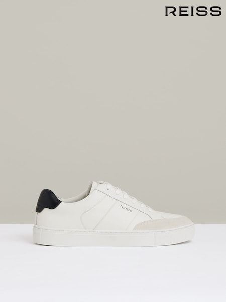 Reiss White Ashton Suede Toe Cap Leather Trainers (AW3962) | €200