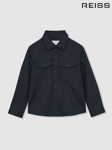 Reiss Navy Whisper 13-14 yrs Twin Pocket Textured Overshirt (AW3965) | €65